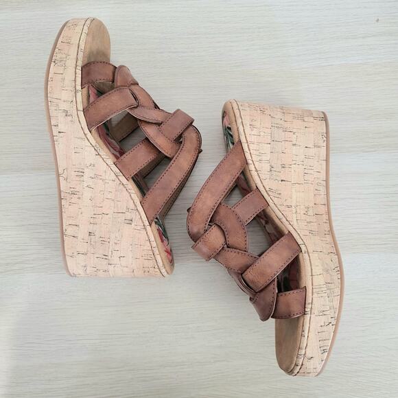 B.O.C. Cora Platform Wedge Sandals Cork Brown Tan Platform Comfort Open Toe 10 - Picture 5 of 9